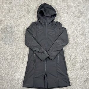 Lululemon Apres Rain Jacket Long Black Hooded Coat 6